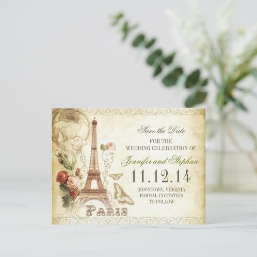 ヴィンテージPARIS日付はがきを保存 案内ポストカード (スタンド正面)