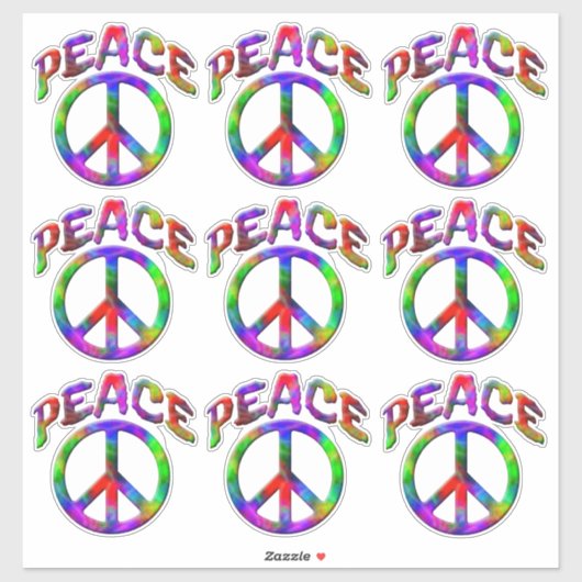 ヴィンテージPeace カラフル Sign Contourスタンプ シール (シート)