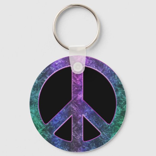 ヴィンテージPeace Sign in Tie-Dye on Black Keychain キーホルダー (正面)