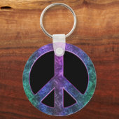 ヴィンテージPeace Sign in Tie-Dye on Black Keychain キーホルダー (正面)