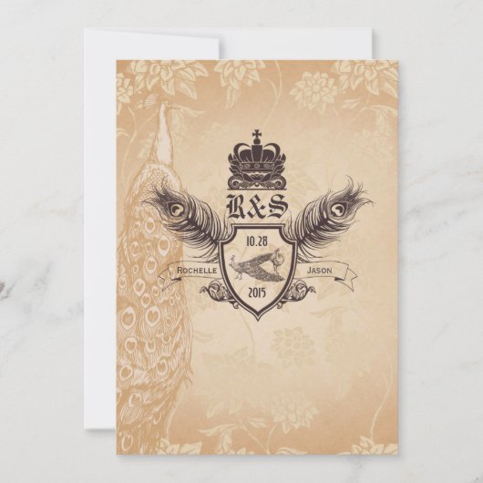 ヴィンテージPeacock結婚式招待状1.0 招待状 (正面)