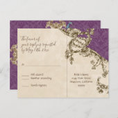 ヴィンテージPeacock & Etchings、ポストカードRSVP インビテーションポストカード (正面/裏面)
