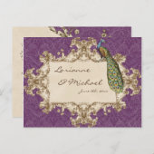ヴィンテージPeacock & Etchings、ポストカードRSVP インビテーションポストカード (正面/裏面)