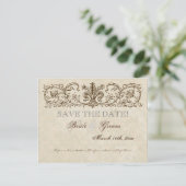 ヴィンテージPeacock & Etchings、日付カードの保存 セーブザデート (スタンド正面)