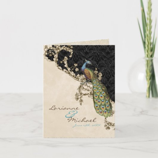ヴィンテージPeacock & Etchings 結婚のThank You Notes カード (正面)