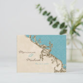 ヴィンテージPeacock & Etchings RSVP応答はがき インビテーションポストカード (スタンド正面)