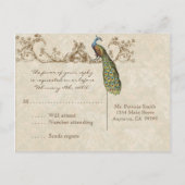 ヴィンテージPeacock & Etchings RSVP応答はがき インビテーションポストカード (裏面)