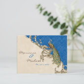 ヴィンテージPeacock & Etchings RSVP応答はがき インビテーションポストカード (スタンド正面)