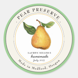 ヴィンテージPear Preserve Jam jar Canningラベル ラウンドシール