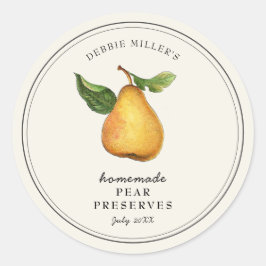 ヴィンテージPear Preserve Jam jar Canningラベル ラウンドシール