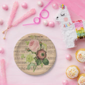 ヴィンテージPeonies on Sheet Music ペーパープレート (パーティー)