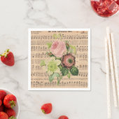 ヴィンテージPeonies & Sheet Music スタンダードカクテルナプキン (インサイチュ)