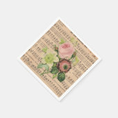 ヴィンテージPeonies & Sheet Music スタンダードカクテルナプキン (角)