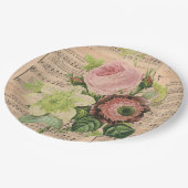 ヴィンテージPeonies & Sheet Music ペーパープレート (アングル)