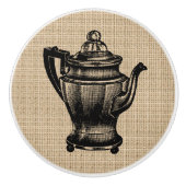 ヴィンテージPercolator on burlap – キャビネットのノブ セラミックノブ (正面)