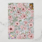 ヴィンテージPeriwinkle Peony Foil RSVP応答カード 箔招待状 (裏面)