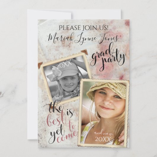 ヴィンテージPHOTOフレームの卒業後 招待状 (正面)