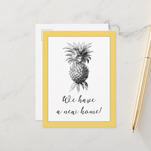 ヴィンテージPineapple Moving Announcementsはがき 案内ポストカード (正面/裏面インサイチュ)