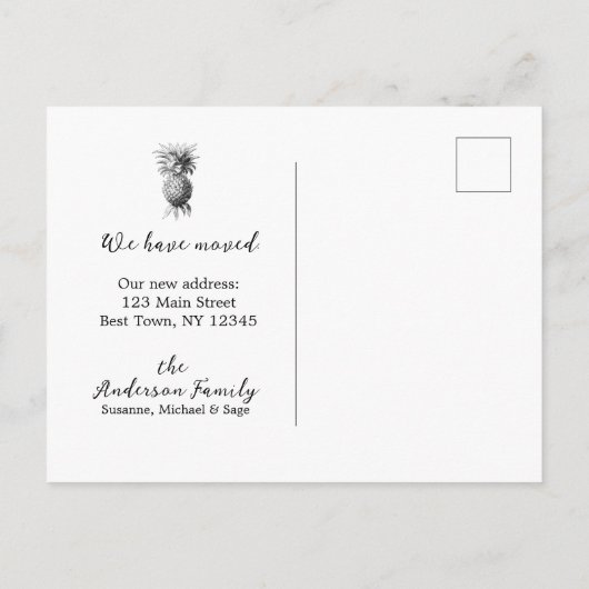 ヴィンテージPineapple Moving Announcementsはがき 案内ポストカード (裏面)