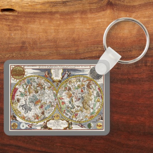 ヴィンテージPlanisphere Star Map by Nicholas de Fer キーホルダー (正面)