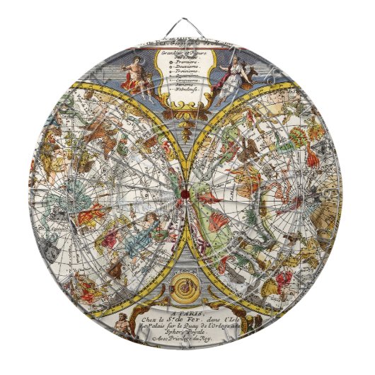 ヴィンテージPlanisphere Star Map by Nicholas de Fer ダーツボード (正面)