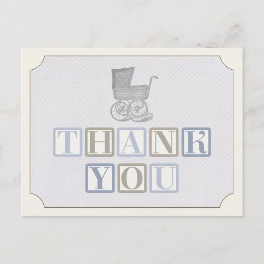 ヴィンテージpramサンキューカード、ベビーキャリッジノート ポストカード (正面)