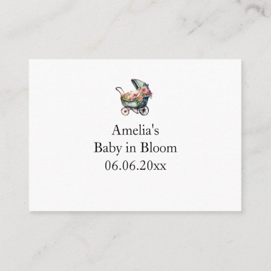 ヴィンテージPramベビーシャワーブックベビー エンクロージャーカード (裏面)