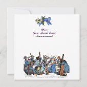 ヴィンテージPRAM花ブルー男の赤ちゃんシャワーモノグラム 招待状 (裏面)