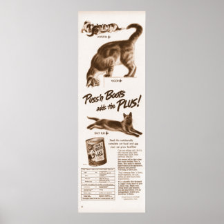ヴィンテージPuss 'n Boots Cat Food Ad from 1949 ポスター