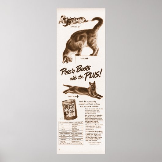 ヴィンテージPuss 'n Boots Cat Food Ad from 1949 ポスター (正面)