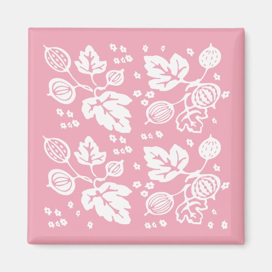 ヴィンテージPyrexパターン – Gooseberry (白) マグネット (正面)