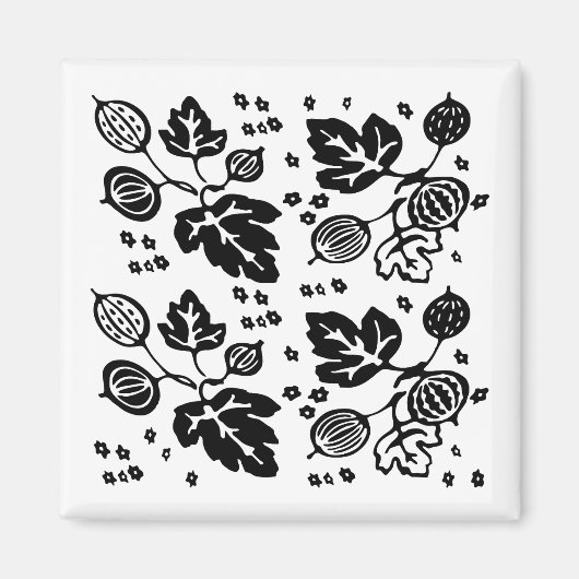 ヴィンテージPyrexパターン – Gooseberry (黒) マグネット (正面)