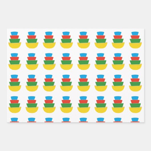 ヴィンテージPyrexラッピング紙の原色の混合 ラッピングペーパーシート (正面)