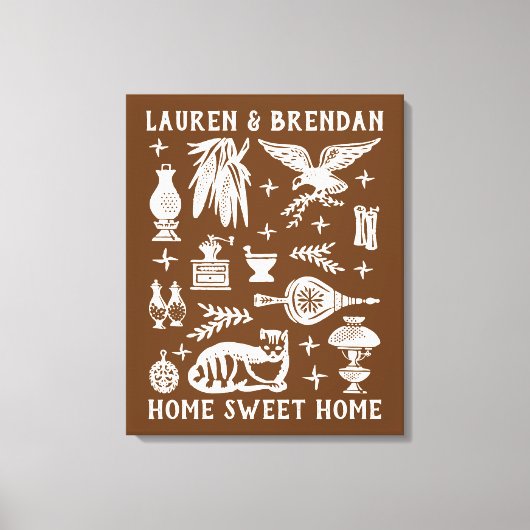 ヴィンテージPyrex Pattern – 初期アメリカ語（コロニアル） キャンバスプリント (正面)