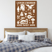 ヴィンテージPyrex Pattern – 初期アメリカ語（コロニアル） キャンバスプリント (インサイチュ (寝室))