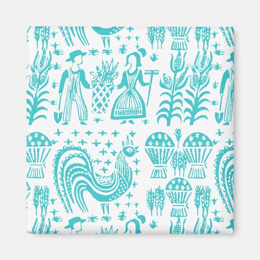 ヴィンテージPyrex Pattern - Butterprint (ターコイズ) マグネット (正面)