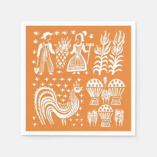 ヴィンテージPyrex Pattern - Butterprint (Amish農家) スタンダードカクテルナプキン (正面)