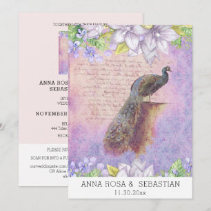 *～*ヴィンテージQR RSVP Peacock ビクトリアン AR24結婚 招待状