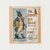 ヴィンテージRabbit Bunny with Book -先生、学生 タペストリー (正面)