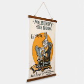 ヴィンテージRabbit Bunny with Book -先生、学生 吊り下げ型タペストリー (傾斜あり)