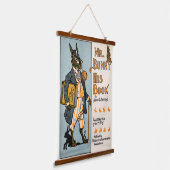 ヴィンテージRabbit Bunny with Book -先生、学生 吊り下げ型タペストリー (傾斜あり)