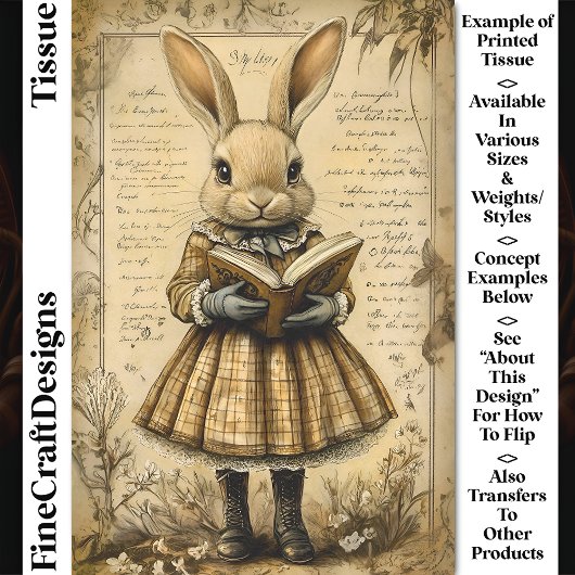 ヴィンテージRabbit & Open Book読のCT7デクページ 薄葉紙