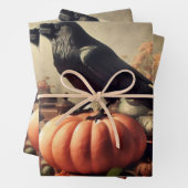 ヴィンテージRavenフォトゴシックハロウィーンデコップページ ラッピングペーパーシート (インサイチュ)