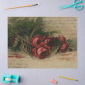 ヴィンテージRed Rosesスクリプトオーバーレイdecompage 薄葉紙 (クラフト)