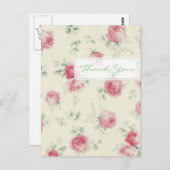 ヴィンテージRed Rosesテクスチャ – ありがとう ポストカード (正面/裏面)