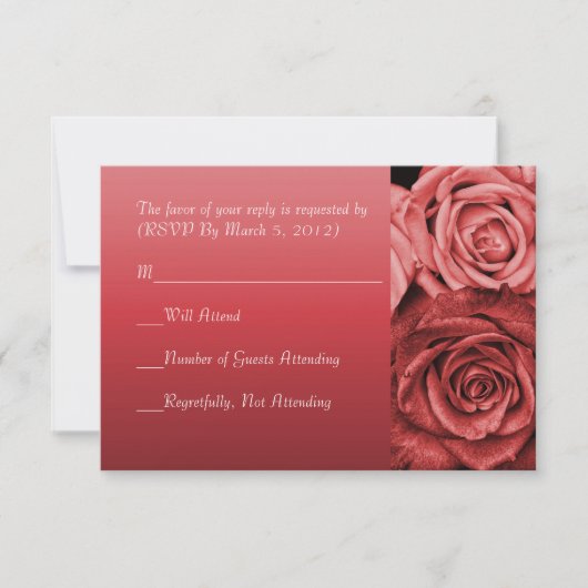 ヴィンテージRed Roses RSVPの結婚カード 招待状 (正面)