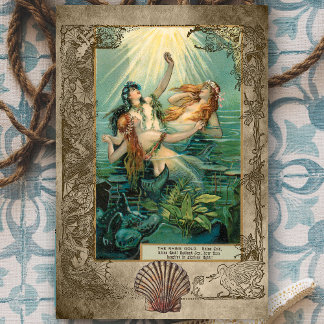 ヴィンテージRhinegold人魚のファンタジーの分離 薄葉紙