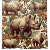 ヴィンテージRhinoシームレス シャワーカーテン (正面)