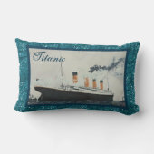 ヴィンテージRMSタイタニック深いブルー海グリッター ランバークッション (裏面)