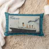 ヴィンテージRMSタイタニック深いブルー海グリッター ランバークッション (ブランケット)